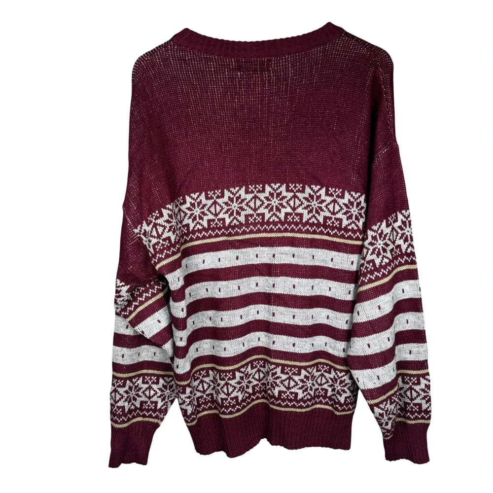 Vtg The‎ Mens Store Sears XL Snowflake Fair Isle Knit Sweater Pullover Holiday